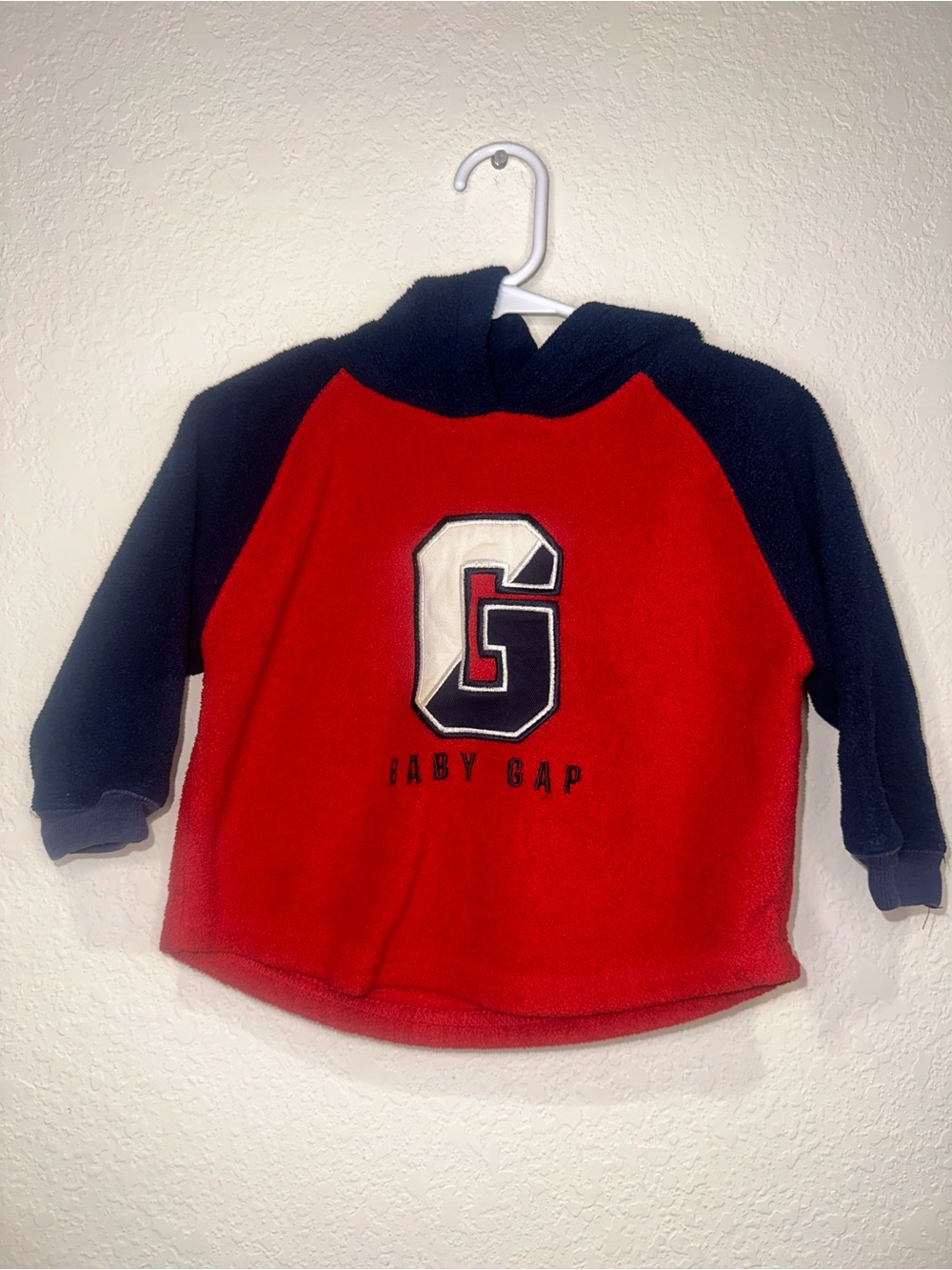 Y2K inspired baby GAP Red & Navy Fleece Embroidered Hoodie 18-24 Months